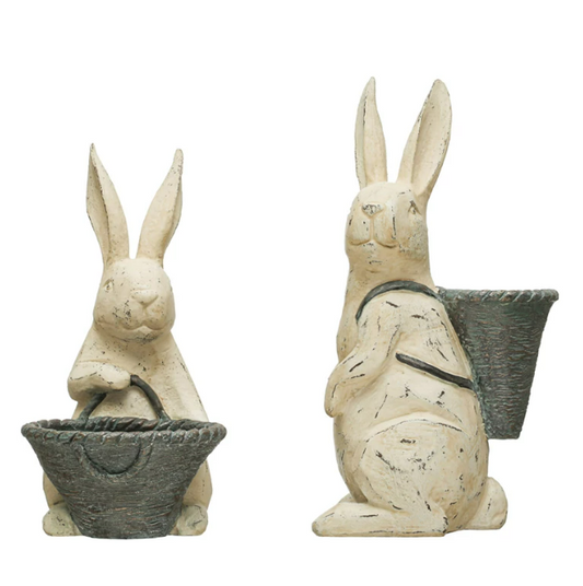 Resin Rabbit with Basket, 2 styles