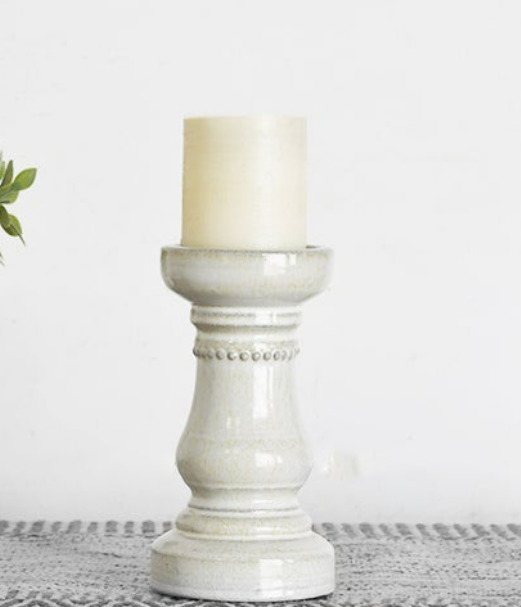 Holly White Candle Holder