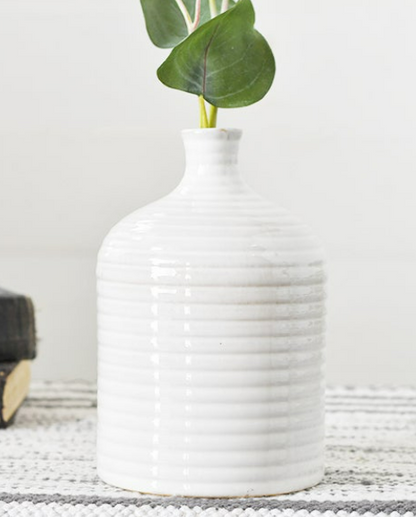 Sydney White Ceramic Vase, 2 sizes