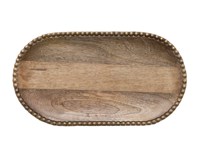 Claudia Mango Wood Tray w/ Wood Beads