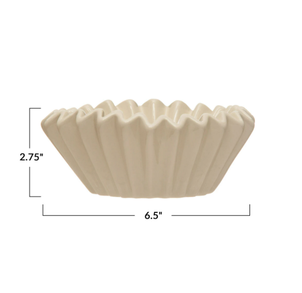 Stoneware Fluted Bowl, White