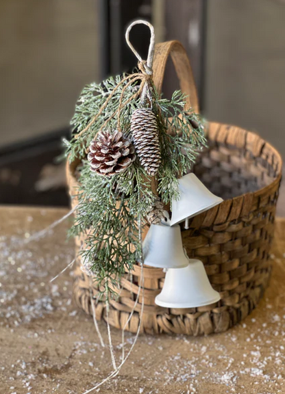 Birch Topped Cedar and Bells Hanging