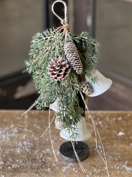 Birch Topped Cedar and Bells Hanging