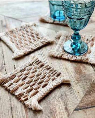 Willa Handwoven Coaster Set, Ivory