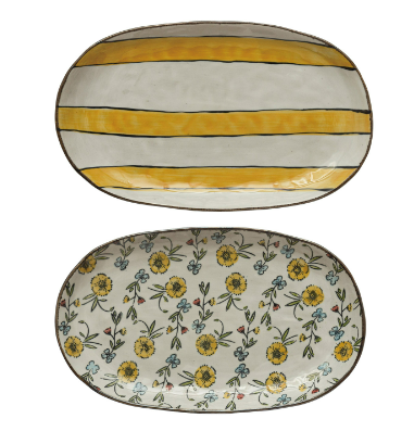 Scarlett Hand-Painted Stoneware Platter, 2 styles