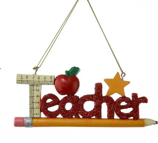 Red Glitter "Teacher" Ornament