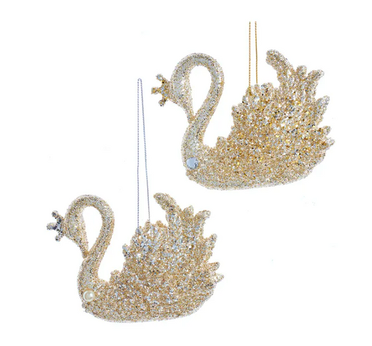 Platinum Swan Ornaments, 2 styles