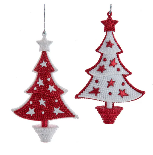 Red and White Christmas Tree Ornaments, 2 styles