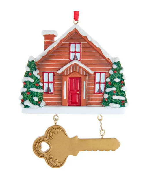 Home With Key Ornament For Personalization