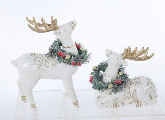 Gold and White Deer with Wreath, 2 styles