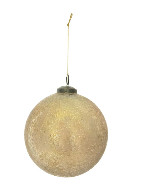 Seeded Glass Ball Ornament, Antique Gold Finish, 2 sizes