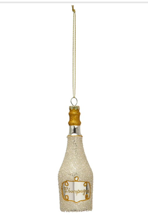 Glass Champagne Bottle Ornament