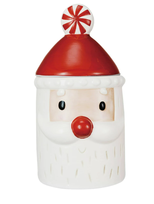 Hand-Painted Ceramic Santa Shaped Cookie Jar