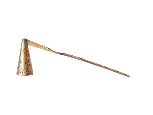 Debossed Copper Candle Snuffer, Burnt Finish