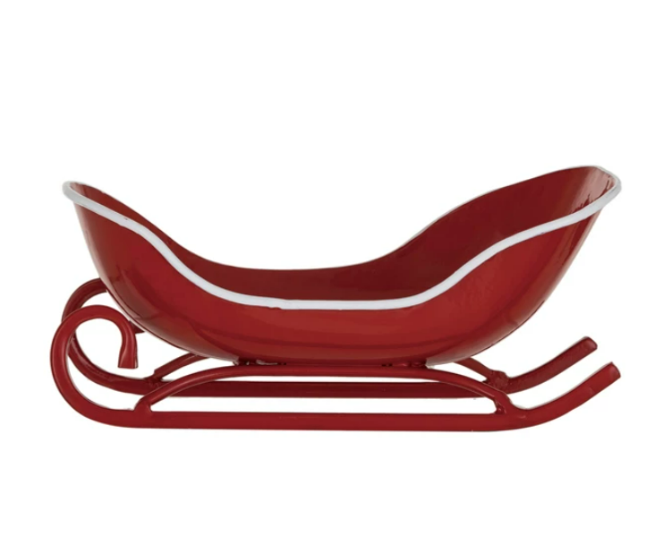 Metal Sleigh, Red & White Holder