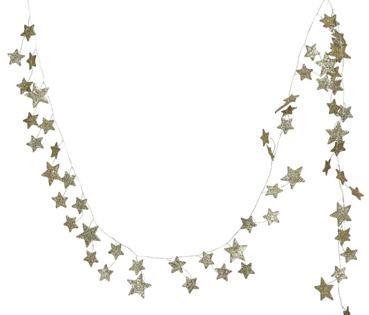 Glitter Paper Star Garland, Gold Color