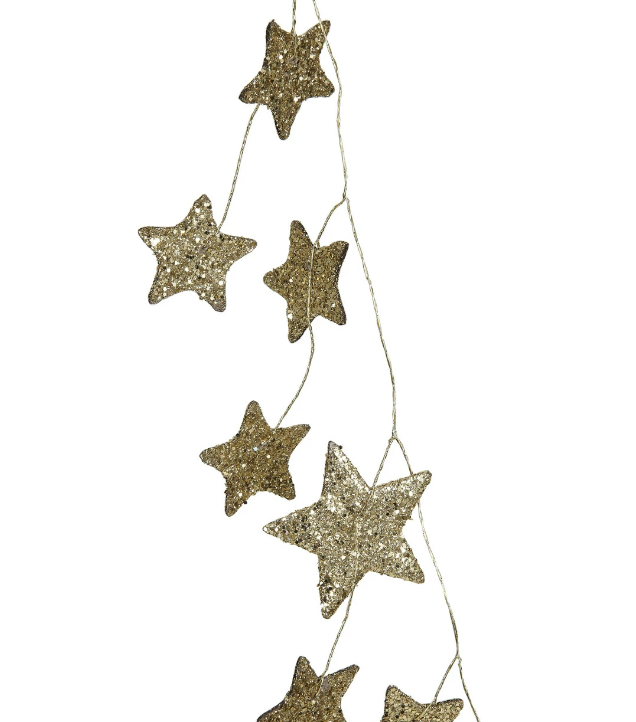 Glitter Paper Star Garland, Gold Color