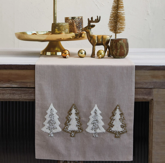 Tufted Trees & Glass Beads Table Runner