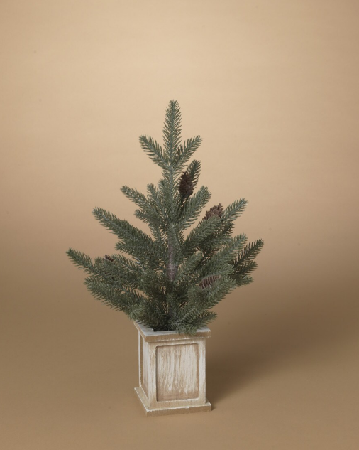 Holiday Pine Tree in Wood Holder