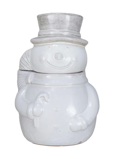 Stoneware Snowman Shaped Cookie Jar