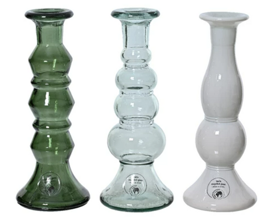 Glass Candle Holders, 3 colors