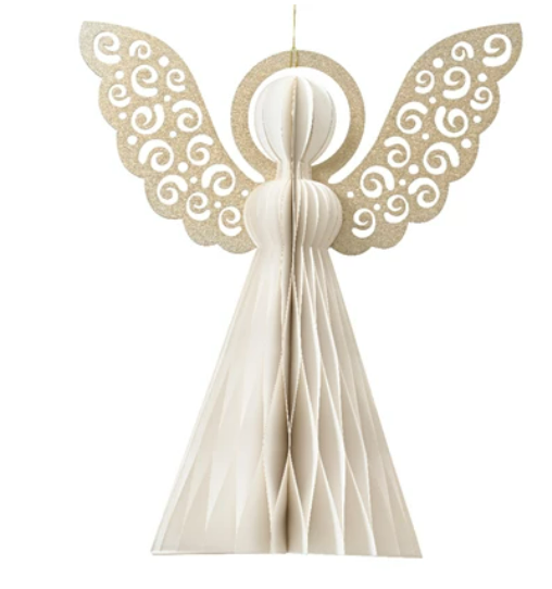 Paper Angel Ornament, Cream