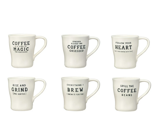 Mug w/ Wax Relief Coffee Saying, 6 Styles