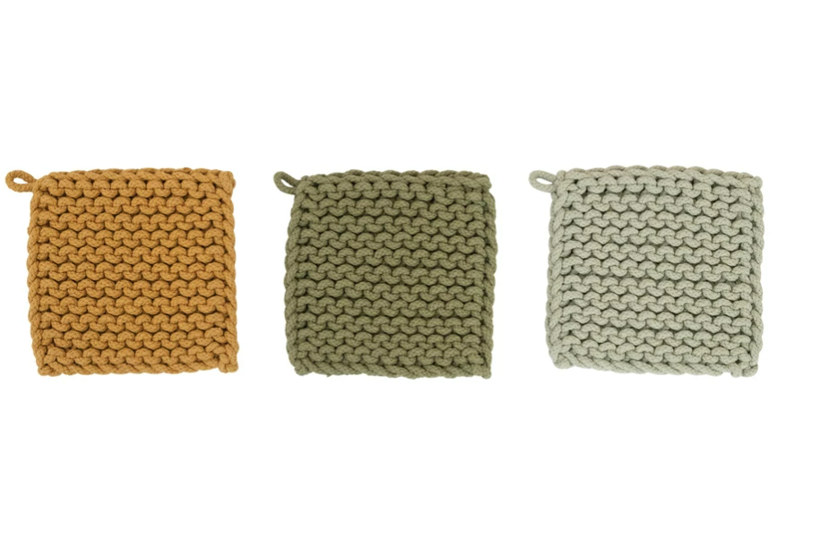 Buttercup Cotton Crocheted Pot Holder, 3 Colors