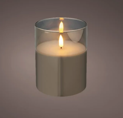 Smokey Gray LED Glass Candle