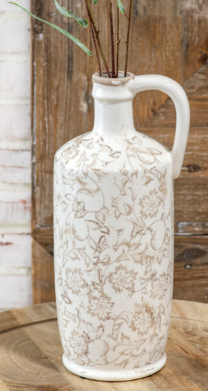 Ava Beige Heirloom Handle Vase