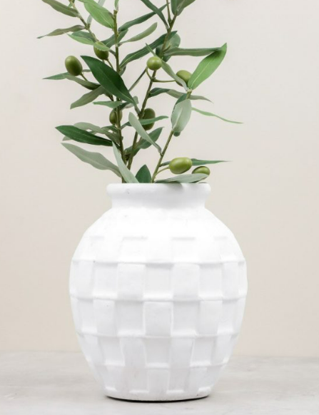 Freya White Checkered Vase