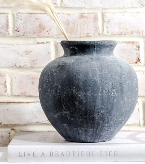 Lily Charcoal Round Vase