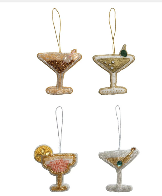 Beaded Fabric Cocktail Ornament, 4 styles