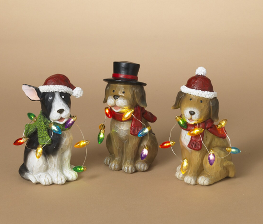 Lighted Holiday Dog, 3 styles