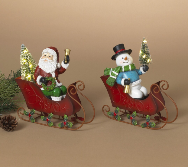 Snowman and Santa on Sleigh, 2 styles