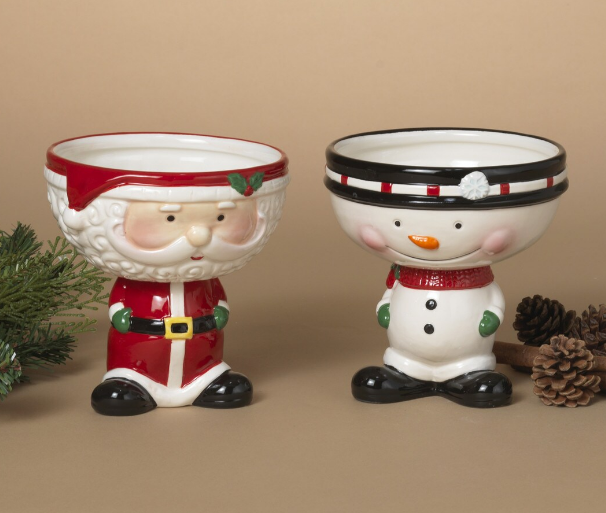 Snowman and Santa Candy Bowl, 2 styles