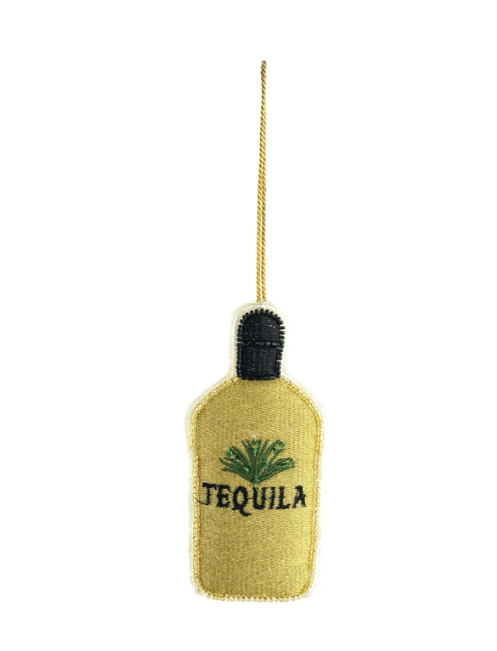 "Tequila" Bottle Ornament w/ Glass Beads & Embroidery