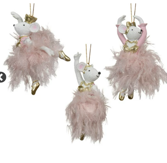 Mouse Ballerina Ornament, 3 styles