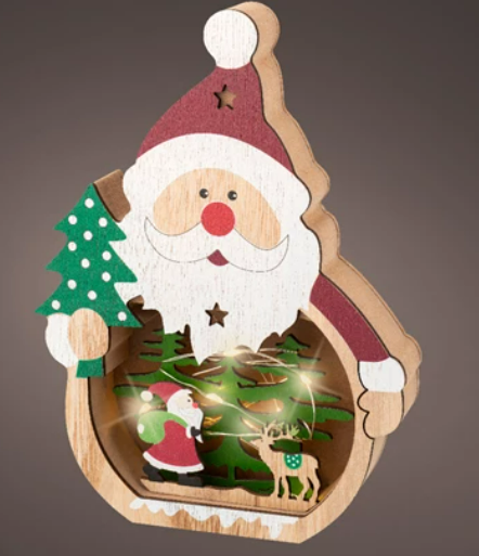 Light Up Wood Santa