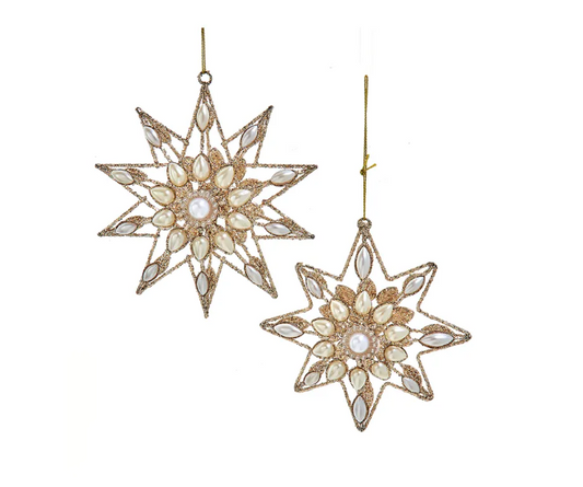 Platinum Snowflake With Pearls Ornaments, 2 styles
