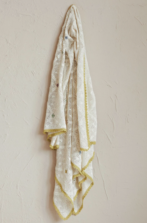 Morgan Recycled Cotton Crocheted Throw w/ Diamond Pattern