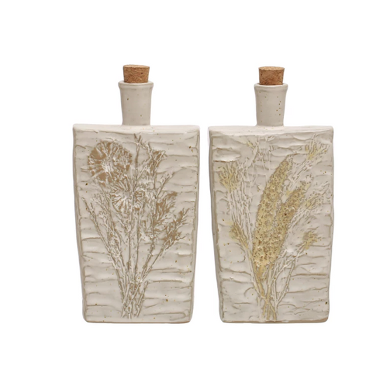 Amanda Stoneware Bottle w/ Cork Stopper, 2 Styles