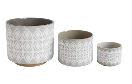Alexandra Planters with Pattern, 3 sizes