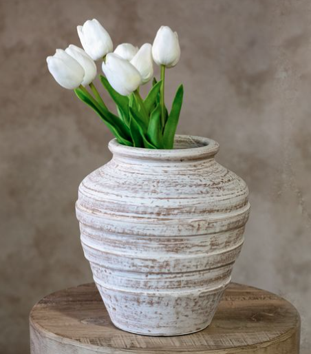 Ezra White Wash Terra Cotta Vase