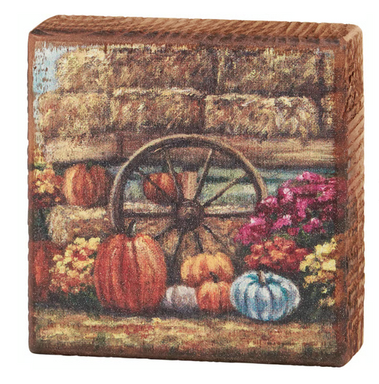 Fall Farm Wagon Block Sign