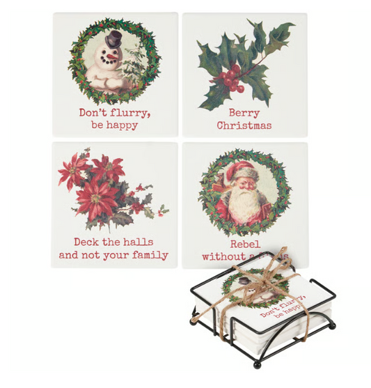 Christmas Puns Coaster Set