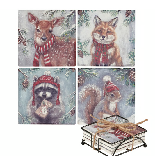 Winter Animal Coaster Set