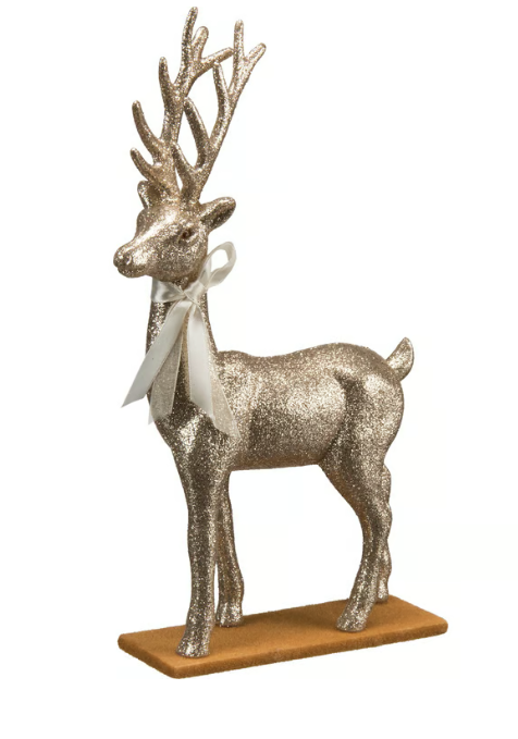 Large Champagne Glitter Deer