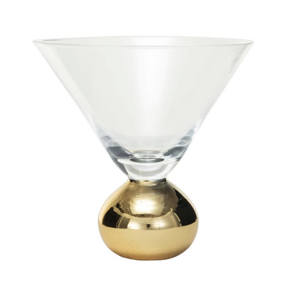 Martini Glass w/ Gold Electroplated Ball Stem
