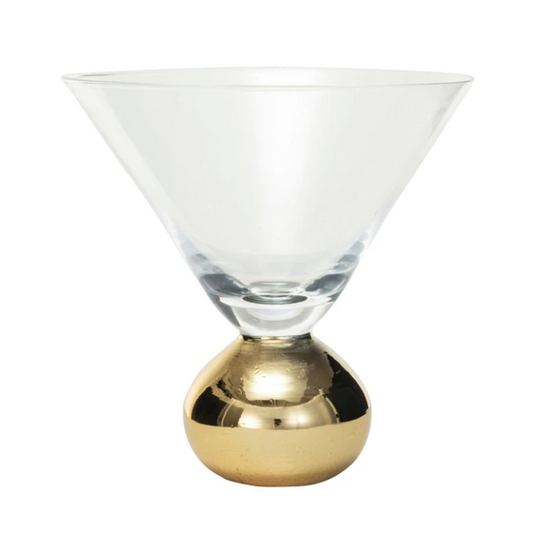 Martini Glass w/ Gold Electroplated Ball Stem